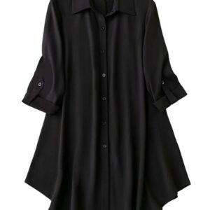 Western Dress || Solid Button Front Shirt Dress for Women