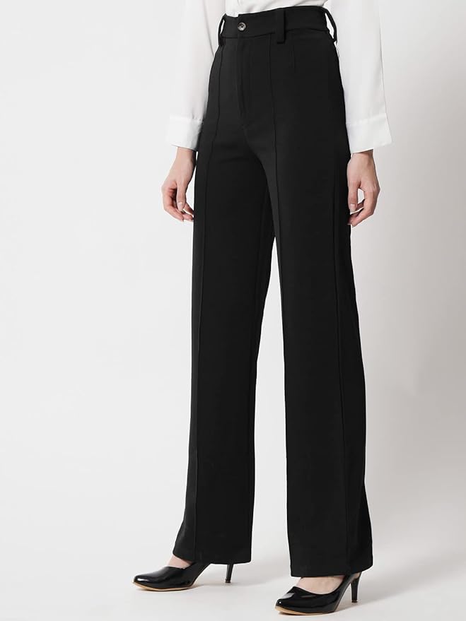 Women Straight Fit Solid Trousers - Image 2