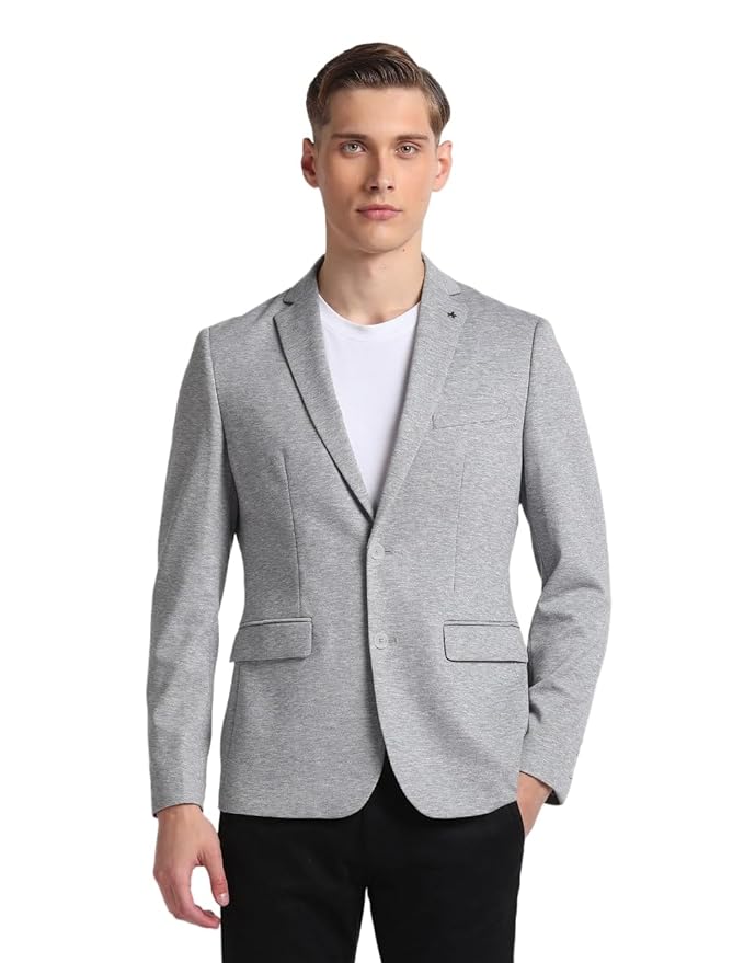 Notch Lapel Collar Knit Blazer