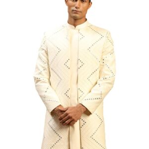 Men's Cream Viscose Sherwani