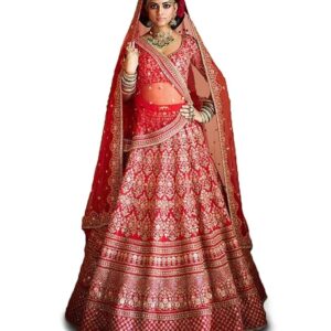 FASHION Women's Silk Readymade Lehenga Choli (SF-8_Red_Free Size)