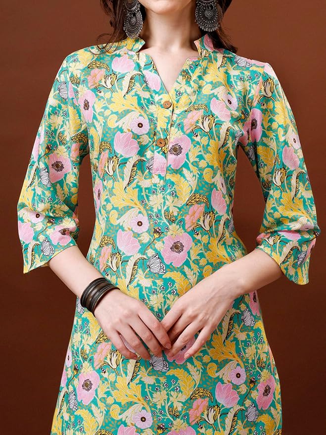 Printed Cotton Blend Straight Kurta and Palazzo - Image 2